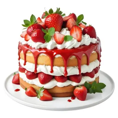 Pikaso Reimagine A Layered Cake With A Red Glaze Dripping Down The 18 77c5