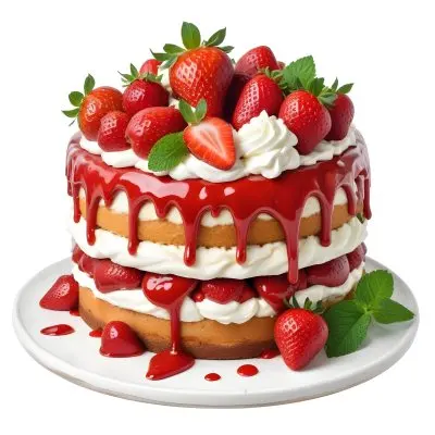 Pikaso Reimagine A Layered Cake With A Red Glaze Dripping Down The 23 F998