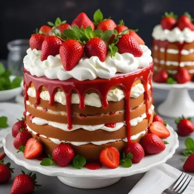 Pikaso Reimagine A Layered Cake With A Red Glaze Dripping Down The 24 Bda2