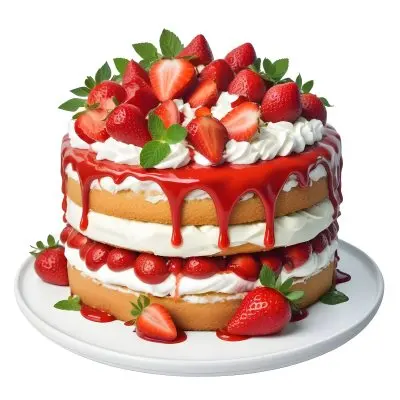 Pikaso Reimagine A Layered Cake With A Red Glaze Dripping Down The 26 E847