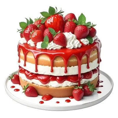 Pikaso Reimagine A Layered Cake With A Red Glaze Dripping Down The 29 6f0e