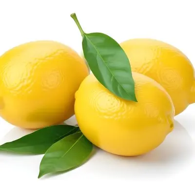 Several Bright Yellow Lemons With Green Leaves On A White Background 4 31e0