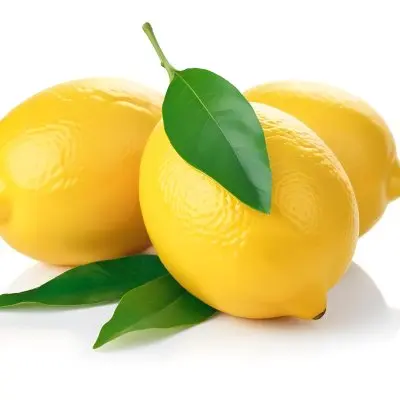 Several Bright Yellow Lemons With Green Leaves On A White Background 6 50ff