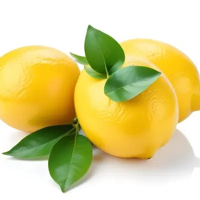 Several Bright Yellow Lemons With Green Leaves On A White Background 7 D9c2