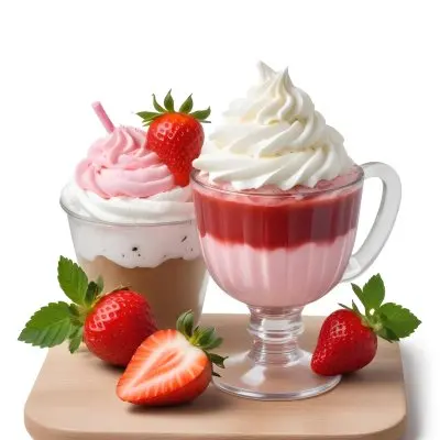 Two Desserts With Strawberries And Whipped Cream One In A Glass And One In A Cup The Desserts Have A Creamy Sweet Appearance And Are Garnished With Fresh Strawberry Slices 1 Afac