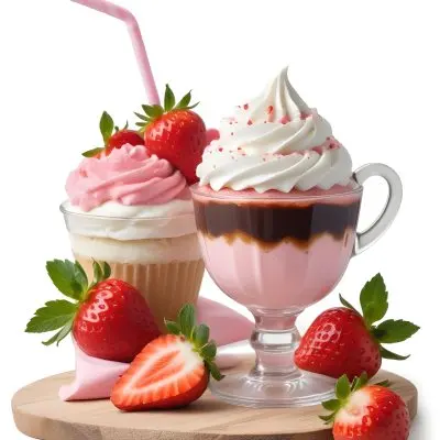 Two Desserts With Strawberries And Whipped Cream One In A Glass And One In A Cup The Desserts Have A Creamy Sweet Appearance And Are Garnished With Fresh Strawberry Slices 3 1192