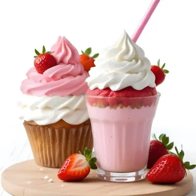Two Desserts With Strawberries And Whipped Cream One In A Glass And One In A Cup The Desserts Have A Creamy Sweet Appearance And Are Garnished With Fresh Strawberry Slices 8 E298