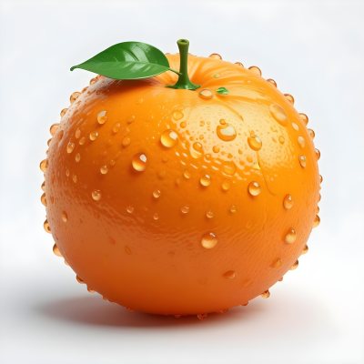 3d Model An Orange With Water Droplets And A Green Leaf On Top Isolated On A White Background Bright Light Figure Octane Render Volumetric Highly Detailed Videogame Aesthetic 2 C6a3