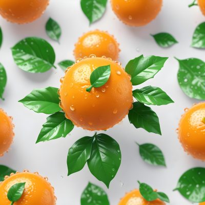 3d Model An Orange With Water Droplets And A Green Leaf On Top Isolated On A White Background Bright Light Figure Octane Render Volumetric Highly Detailed Videogame Aesthetic 22 A238