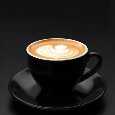 A Black Cup Of Coffee With Foam On A Black Plate Dark Background 10 B8e1