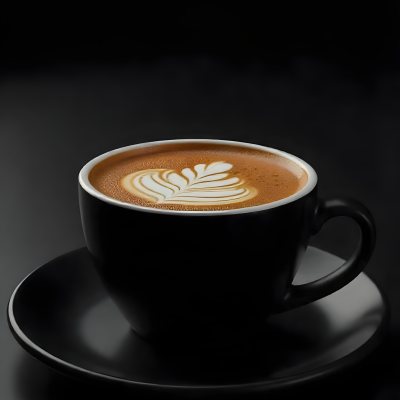 A Black Cup Of Coffee With Foam On A Black Plate Dark Background 11 0f7e