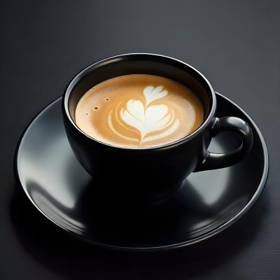 A Black Cup Of Coffee With Foam On A Black Plate Dark Background 13 9761