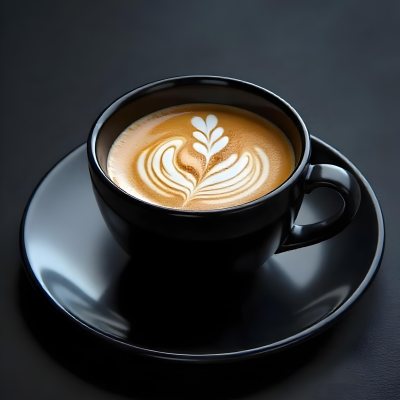 A Black Cup Of Coffee With Foam On A Black Plate Dark Background 15 8518