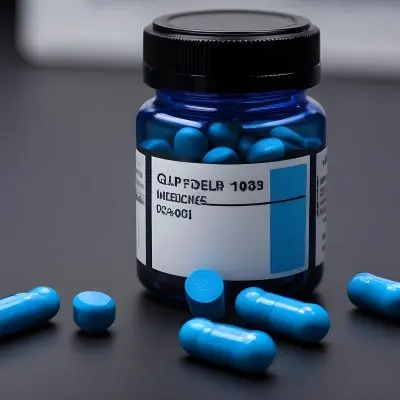 Glp 1 Medicine Bottle With Blue Pills On A Black Surface Blue Cap And A Label With Black Letters In A Laboratory 1 B891