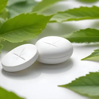 Two White Pills On A White Leaf Surrounded By More Green Leaves On A White Surface In A Natural Environment 5 6be9