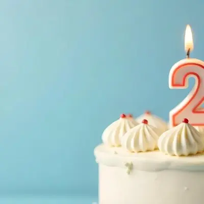 A Birthday Cake With White Frosting And A Candle In The Shape Of The Number 24 Light Blue Background 9 2590