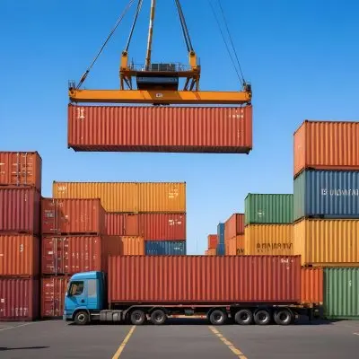 A Large Cargo Container Ship Being Loaded With Colorful Shipping Containers With A Crane Lifting A Container Onto The Ship The Background Shows A Clear Blue Sky 13 2d6c