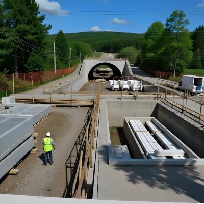A Large Concrete Tunnel With An Arched Entrance Surrounded By A Dirt Road And Construction Materials The Tunnel Appears To Be Part Of A Transportation Infrastructure Project Likely A Highway Or Railway 1 9a3e