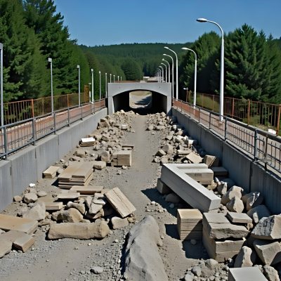 A Large Concrete Tunnel With An Arched Entrance Surrounded By A Dirt Road And Construction Materials The Tunnel Appears To Be Part Of A Transportation Infrastructure Project Likely A Highway Or Railway 9 0209