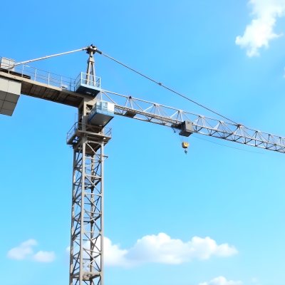 A Large Yellow Construction Crane Against A Bright Blue Sky 2 C938