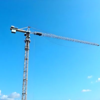 A Large Yellow Construction Crane Against A Bright Blue Sky 4 1a23