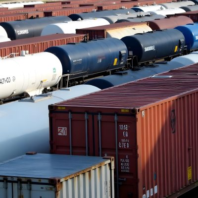 Rows Of Cargo Containers And Tanker Trucks In An Industrial Storage Yard 1 1197