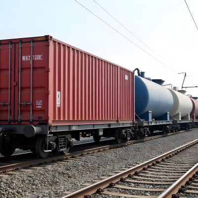 Rows Of Cargo Containers And Tanker Trucks In An Industrial Storage Yard 2 09cb