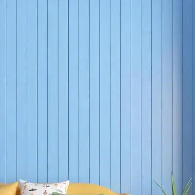 A Blue Wooden Wall With Vertical Planks A Cushions In The Foreground 12 1080