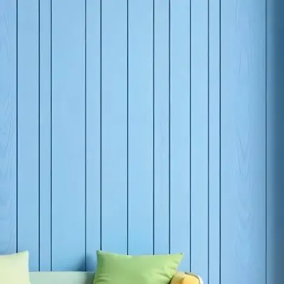 A Blue Wooden Wall With Vertical Planks A Cushions In The Foreground 4 Ee40