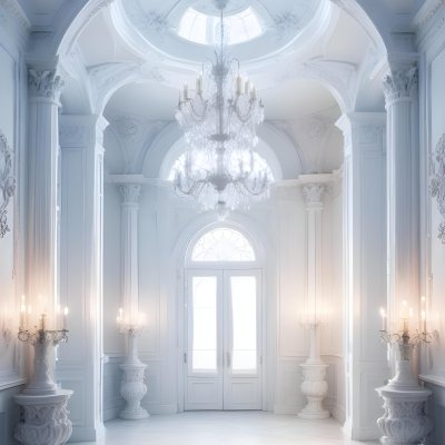 A Grand Ornate White Interior With Arched Windows Columns And Chandeliers Creating A Luxurious And Elegant Atmosphere 16 Cbf0