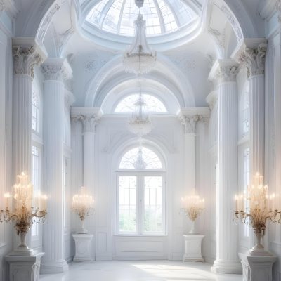 A Grand Ornate White Interior With Arched Windows Columns And Chandeliers Creating A Luxurious And Elegant Atmosphere 18 8ab5