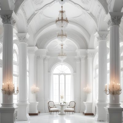 A Grand Ornate White Interior With Arched Windows Columns And Chandeliers Creating A Luxurious And Elegant Atmosphere 24 7ca5
