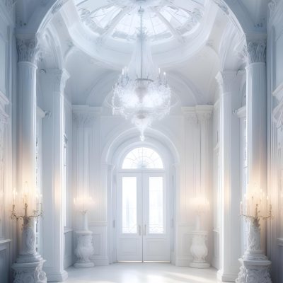 A Grand Ornate White Interior With Arched Windows Columns And Chandeliers Creating A Luxurious And Elegant Atmosphere 25 3cd0