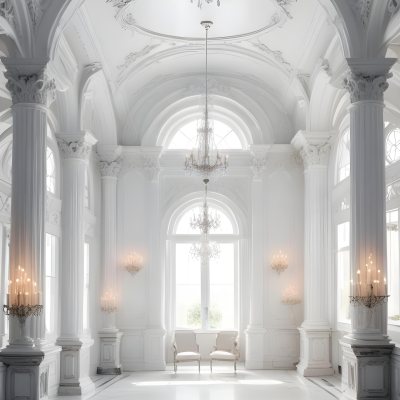 A Grand Ornate White Interior With Arched Windows Columns And Chandeliers Creating A Luxurious And Elegant Atmosphere 27 Ebe4