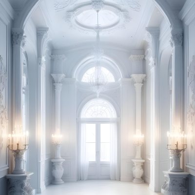 A Grand Ornate White Interior With Arched Windows Columns And Chandeliers Creating A Luxurious And Elegant Atmosphere 28 7f1c