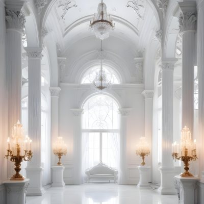 A Grand Ornate White Interior With Arched Windows Columns And Chandeliers Creating A Luxurious And Elegant Atmosphere 35 B132