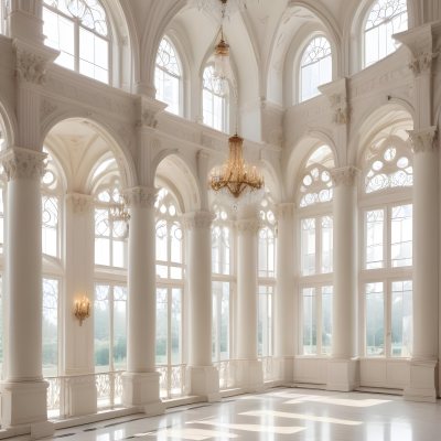 A Grand Ornate White Interior With Arched Windows Columns And Chandeliers Creating A Luxurious And Elegant Atmosphere 8 B0e7