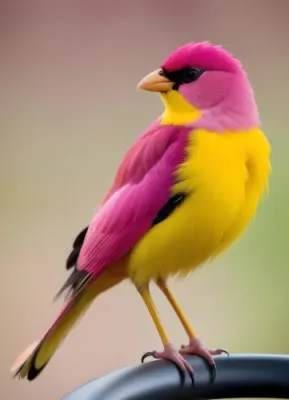 Minimal Soft Studio Light Photography A Vibrant Bird With Bright Pink Feathers On Its Wings Back And Head And A Red Body It Has A Small Black Patch Around Its Eye And A Slight Red Mark On Its Chest The Background 38 C884