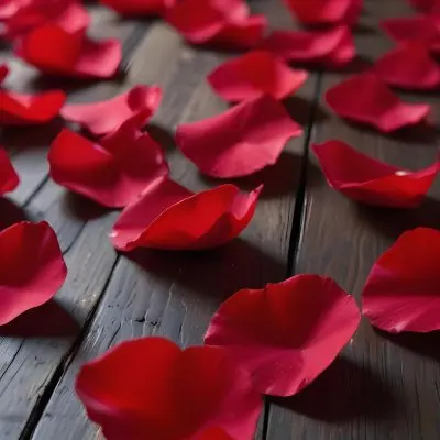 35mm Film Photography Red Rose Petals Scattered On A Wooden Surface The Petals Vary In Orientation And Overlap Slightly Creating A Vibrant Contrast Against The Dark Wood White Rose Petals Scattered On A Metal Surface 35 13ac
