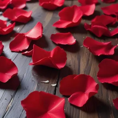 35mm Film Photography Red Rose Petals Scattered On A Wooden Surface The Petals Vary In Orientation And Overlap Slightly Creating A Vibrant Contrast Against The Dark Wood White Rose Petals Scattered On A Metal Surface 46 6425