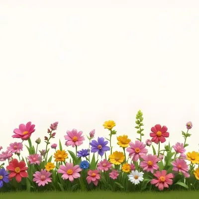 A Colorful Border Of Various Flowers Including Pink Blooms