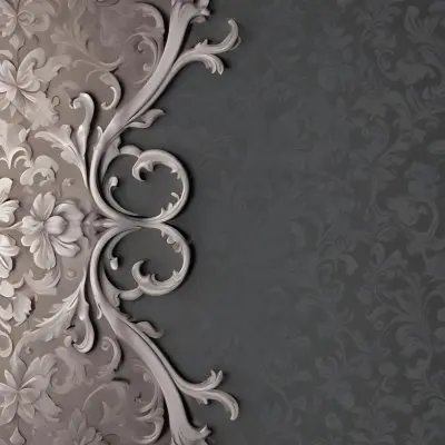 3d Model A Decorative Gray And White Damask Pattern With Ornate Floral And Scroll Designs Figure Octane Render Volumetric Highly Detailed Videogame Aesthetic 12 C791