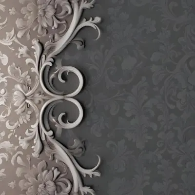3d Model A Decorative Gray And White Damask Pattern With Ornate Floral And Scroll Designs Figure Octane Render Volumetric Highly Detailed Videogame Aesthetic 15 6f04