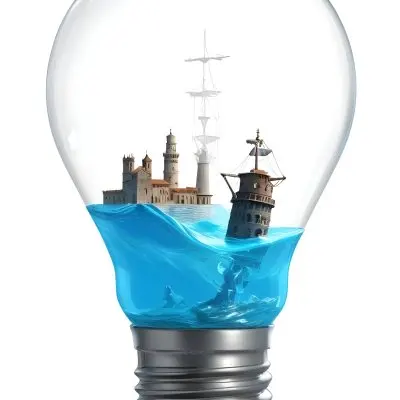 3d Model A Glass Light Bulb Containing A Miniature Ship Sailing On A Blue Ocean With The Leaning Tower Of Pisa In The Background Figure Octane Render Volumetric Highly Detailed Videogame Aesthetic 17 Bea5