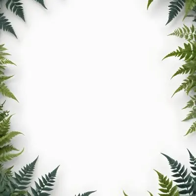 3d Model A Light Background With Decorative Green Leaves And Ferns Arranged At The Corners Creating A Frame Like Effect The Leaves Vary In Shape And Size With Some Featuring Hints Of Blue And Yellow Accents The Cente 14 A778