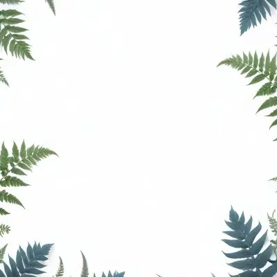 3d Model A Light Background With Decorative Green Leaves And Ferns Arranged At The Corners Creating A Frame Like Effect The Leaves Vary In Shape And Size With Some Featuring Hints Of Blue And Yellow Accents The Cente 15 51b0