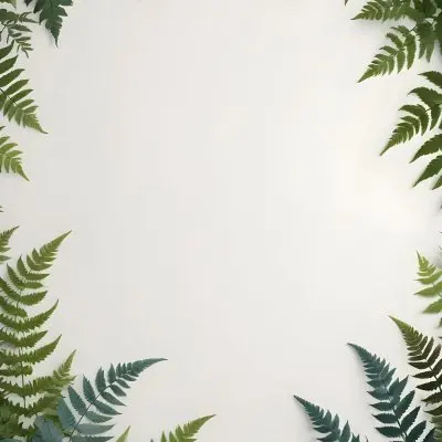 3d Model A Light Background With Decorative Green Leaves And Ferns Arranged At The Corners Creating A Frame Like Effect The Leaves Vary In Shape And Size With Some Featuring Hints Of Blue And Yellow Accents The Cente 4 5263