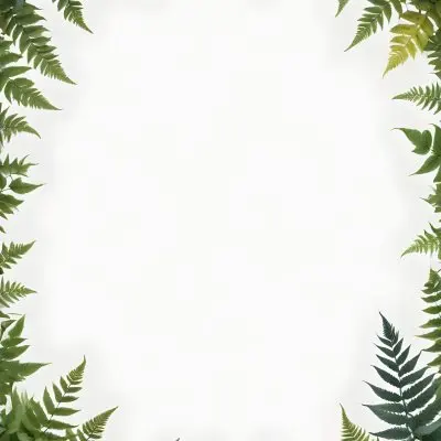 3d Model A Light Background With Decorative Green Leaves And Ferns Arranged At The Corners Creating A Frame Like Effect The Leaves Vary In Shape And Size With Some Featuring Hints Of Blue And Yellow Accents The Cente 9 6c29