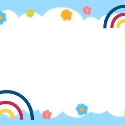 3d Model A Light Blue Background With White Fluffy Clouds At The Top And Bottom Colorful Flowers In Pink Are Scattered Around The Clouds Two Stylized Rainbows With Red Arcs Are Positioned At The Bottom Left And Right C 29 34d8