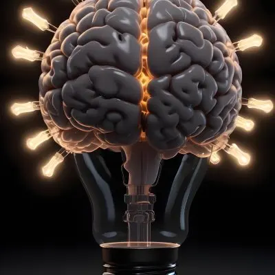 3d Model A Light Bulb With A Brain Inside The Brain Is Glowing The Background Is Black Figure Octane Render Volumetric Highly Detailed Videogame Aesthetic 32 70d4